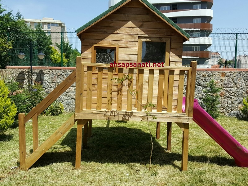Doğal Ahşap Oyun Evi Geniş Ürün Fotoğrafı 3